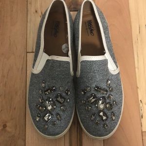💎Grey Bejeweled Slip-ons 💎